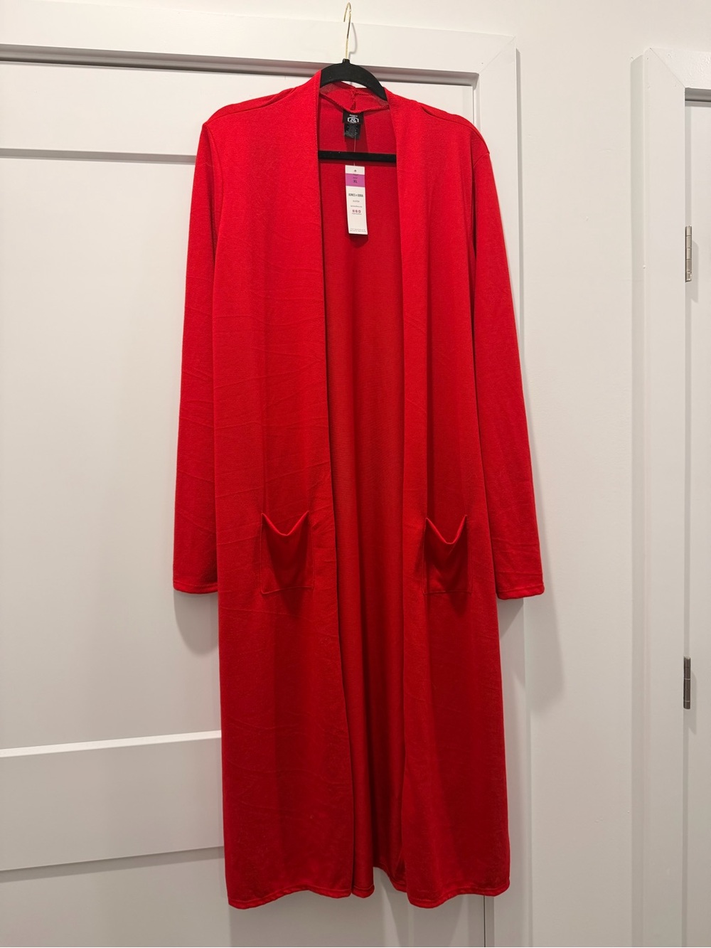 Agnes & Dora Long Open-Front Red Duster Robe